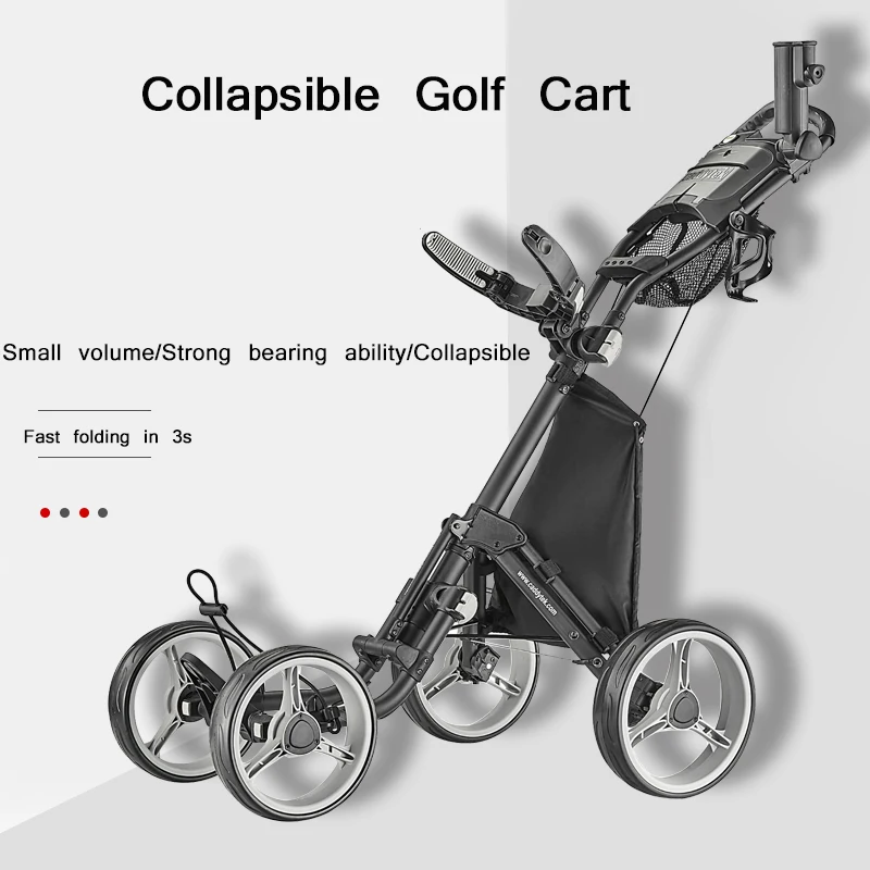 IncontroSports Caddytek V8 4 Wheels Golf Accessories Foldable Golf Trolley Golf Bag Pull Push Cart Bag Carrier