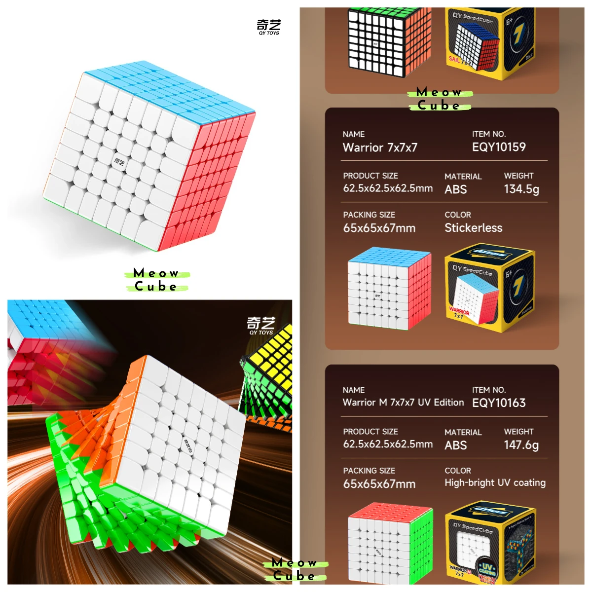 

[MeowCube] QiYi 7x7 Warrior Speed Cube Hands-on 7 Layers Magico Stickerless Magic Puzzle Cube Toy for Cubo Speedcube UV Coated