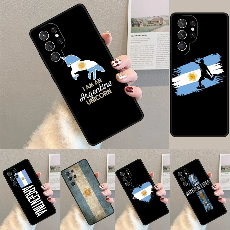 Argentine Flag banner phone case Cover For Samsung Galaxy S24 Ultra S21 S22 Ultra S8 S9 S10E Note 10 Plus Note 20 FE S23