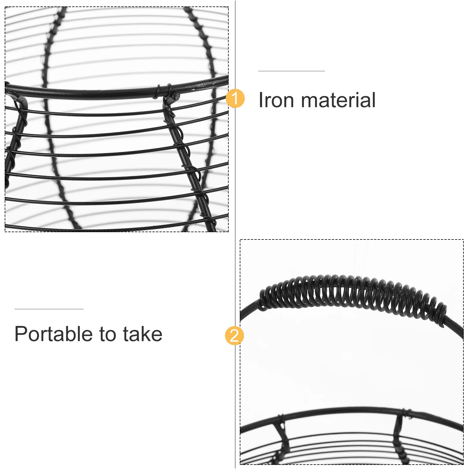 

Iron Basket Handle Fruit Storage Basket Hollow Design Kitchen Countertop Food Storage Container Snack Container