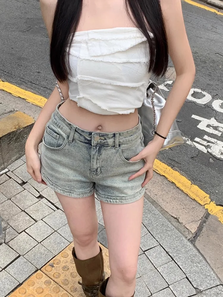 

Джинсовые брюки с высокой талией, женские сексуальные летние облегающие джинсы трапециевидной формы в американском стиле ретро, повседневные облегающие джинсы на молнии