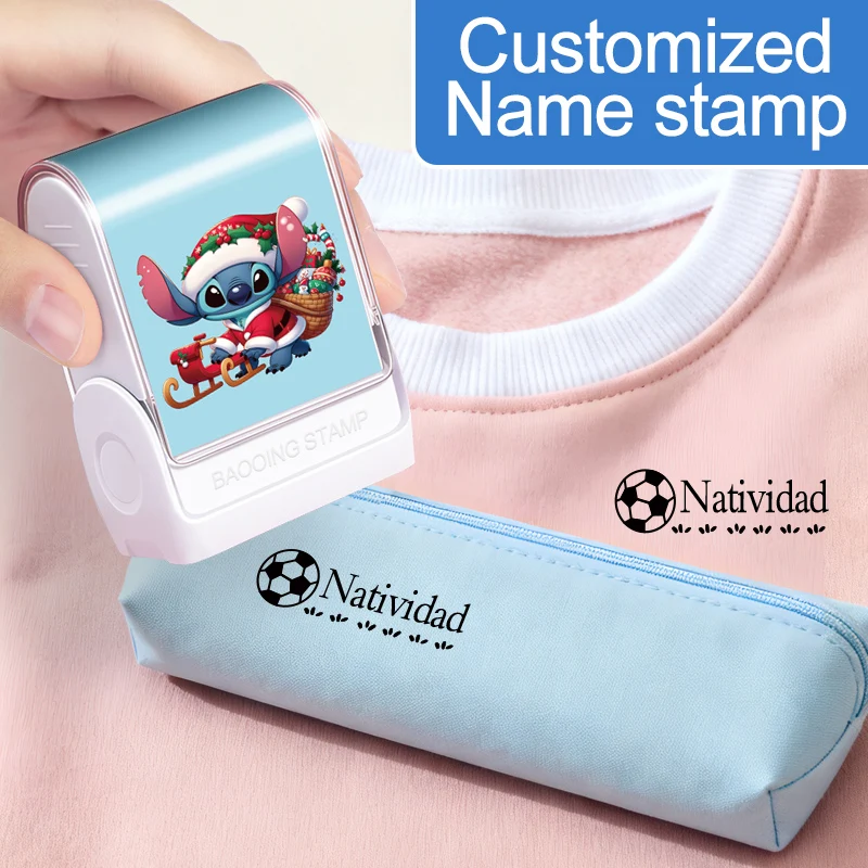 

Штамп с именем на заказ Disney Stitch для школьных принадлежностей, книг и организации обуви, прочный дизайн, модный подарок на Рождество