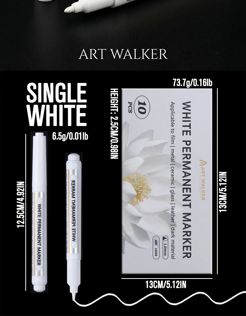3/5/10 Stück weiße Permanentmarker für DIY, kreative Kunst, Glas, Leder, professionelle Markierung, wasserfest, schnell trocknend, für Zuhause und Büro – Detail 7
