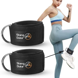 2pcs Fitness Ankle Straps D-Ring Support Cuffs Gym Leg Strength Workouts Pulley Adjustable Padded Ankle Straps for Cable Machine