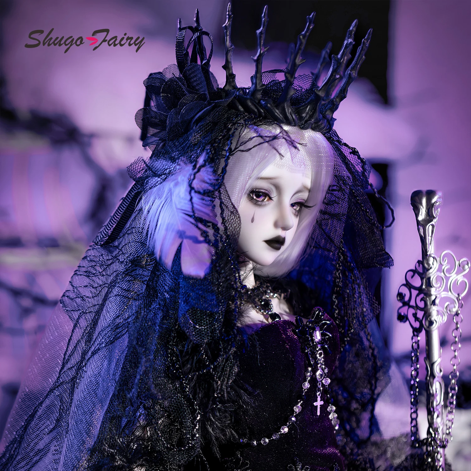 ตุ๊กตา BJD ขนาด 1/4 รุ่น Fuvera ชุดเต็ม ซีรีส์โกธิคดาร์ก คุนเทส ฟิกเกอร์อนิเมะ มงกุฎหนาม ชุด Firstborn พร้อมวิกผม Shuga Fairy MSD