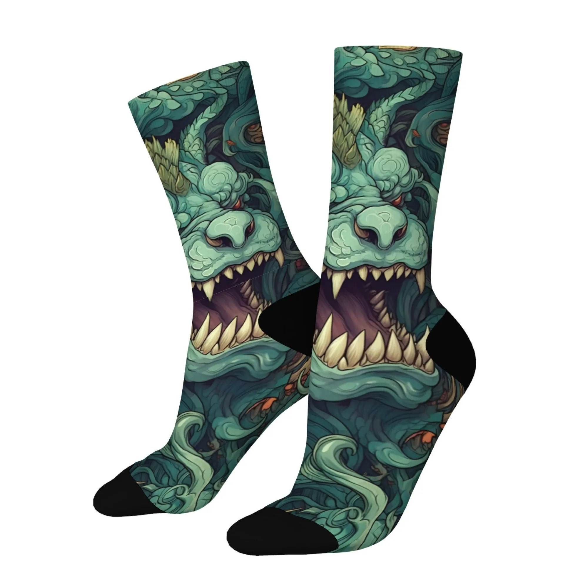 Harajuku Retro Mythologie Drachen Druck Casual Socken Atmungsaktivem Nicht-slip männer Socken Neuheit Straße Crew Socken Geschenk