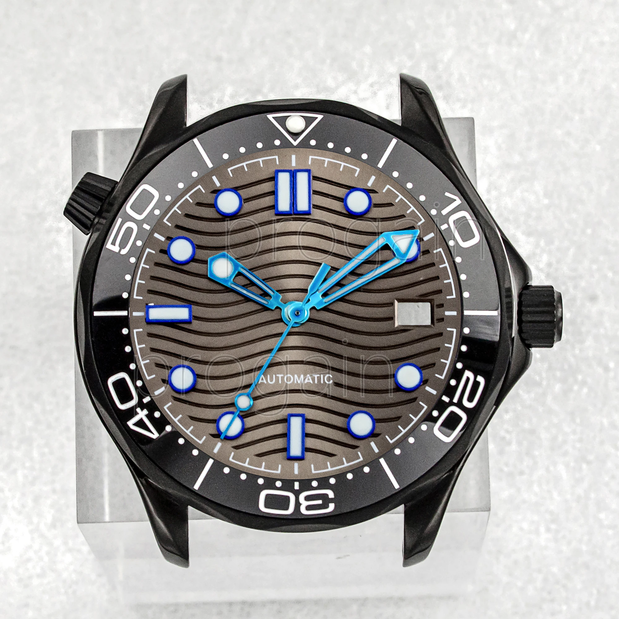 NH35 Case Dial Hands for Seamaster 300 Stainless Steel 10ATM Waterproof Watch Case fit NH35 Automactic Movement Replacements