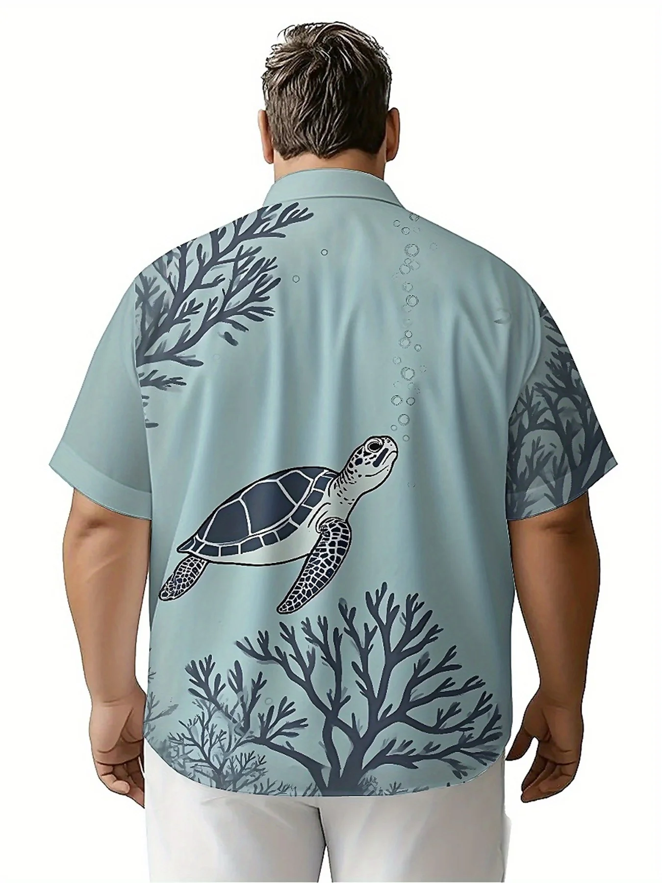 قمصان هاواي مقاس كبير للرجال بنمط السلحفاة والمرجان، قمصان ألوها للجنسين، جديدة في الصيف، ملابس الشارع