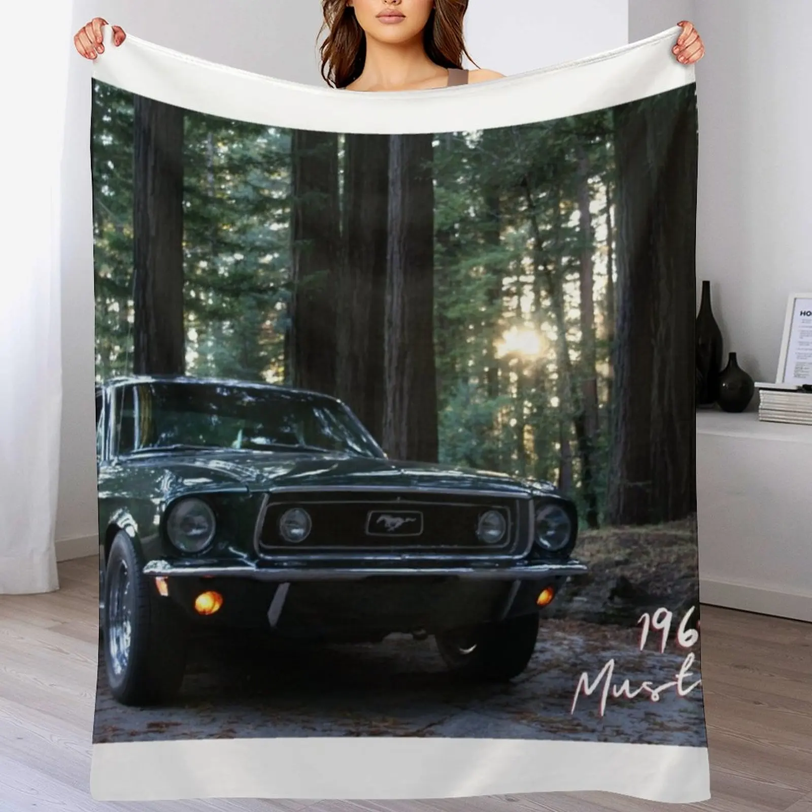 1968 Ford Mustang: Classic Muscle Car Throw Blanket Camping Plush Blankets