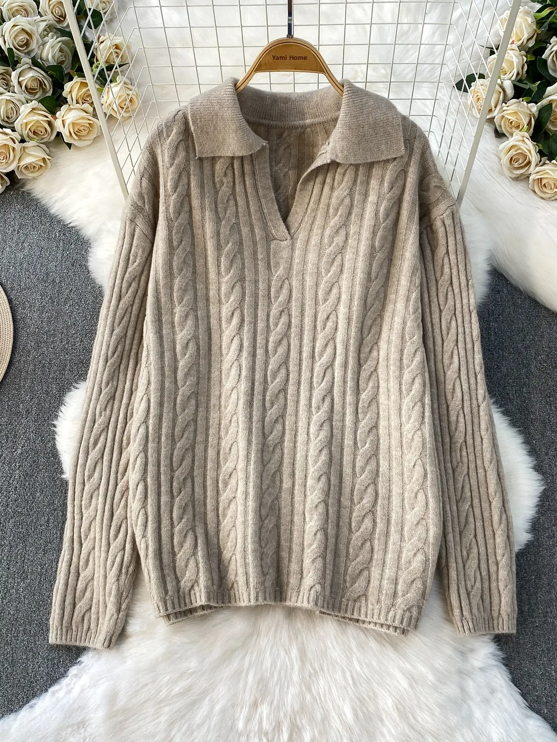 Sweter Rajutan Sle Thiened Korea dan Rok Pinggang Tinggi Set Dua Potong untuk Wanita Pakaian Pelangsing Kasual Musim Dingin