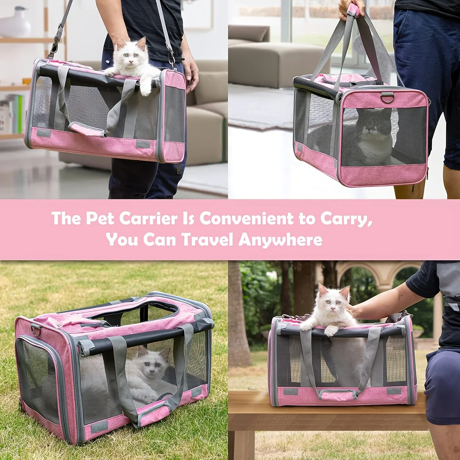 Soft-Sided Pet Carrier for Large And Medium Cats Dog And Puppy Travel Comfortable Cat Carrier Bag with Mesh Windows