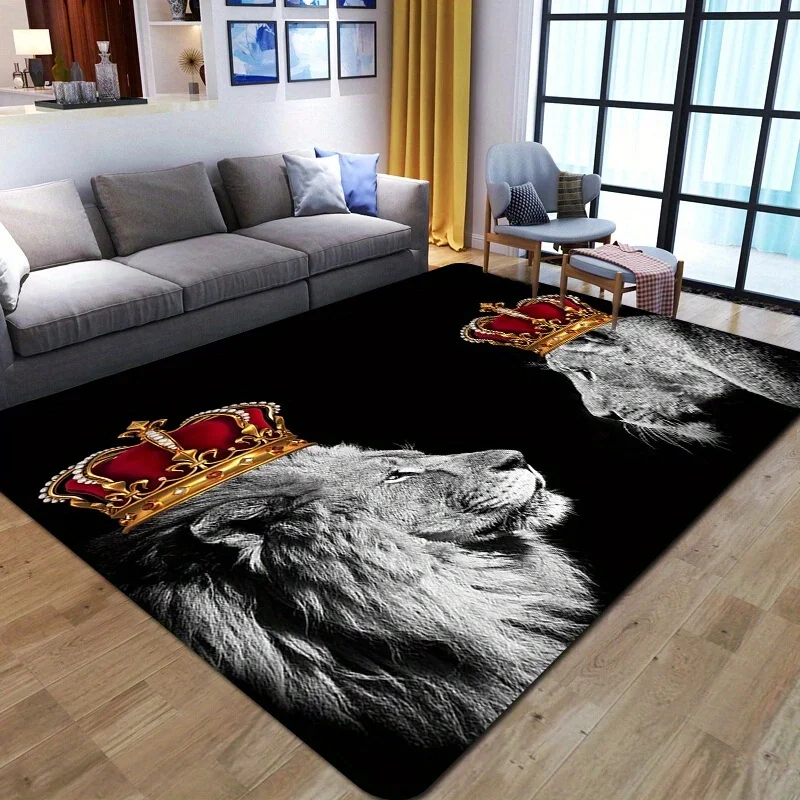 

Crowned lion pattern home decoration floor mat modern home minimalist living room soft area carpet