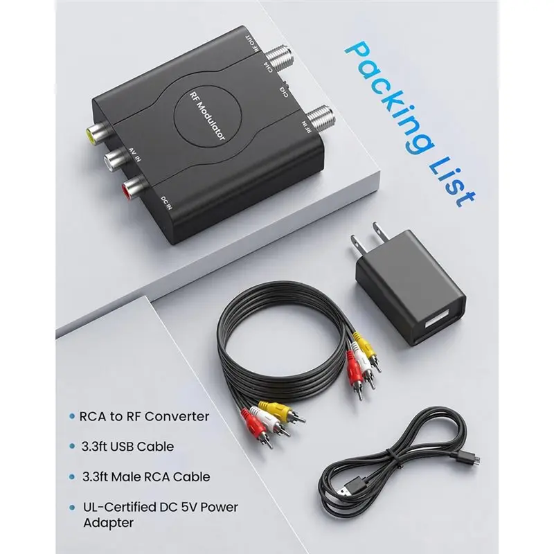 RF Coaxial Converter RCA To RF Coaxial Adapter For PS2/PS3/Xbox 360/Wii For VHS/VCR/DVD Players Game Consoles US Plug - view 4
