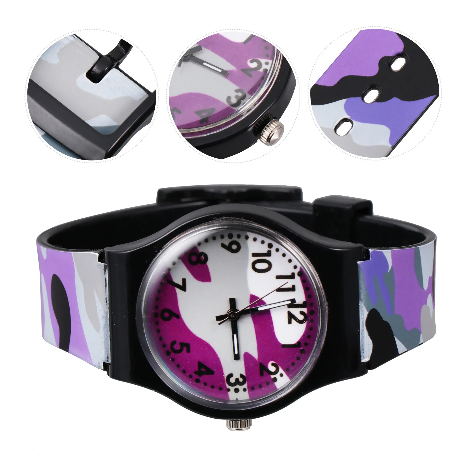 1Pcs Cartoon Camouflage Watch Lightweight Large Number Design Easy Read Wristband Comfortable Durable