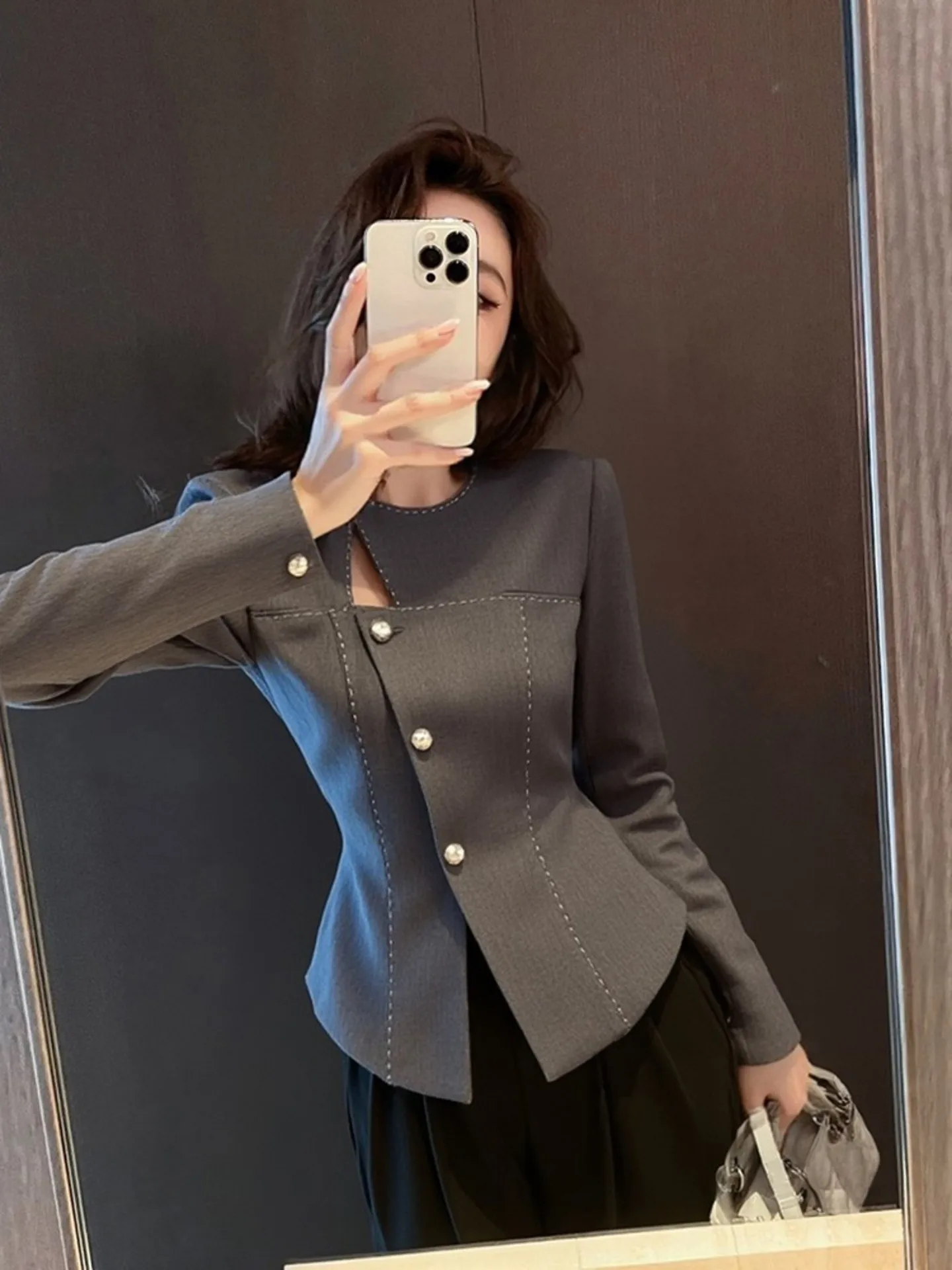 

ay Suit Jaet Women's Faionable Ele Lightweight Luxury Unique Beautiful Waist-Cinching Top Spring New Arrival