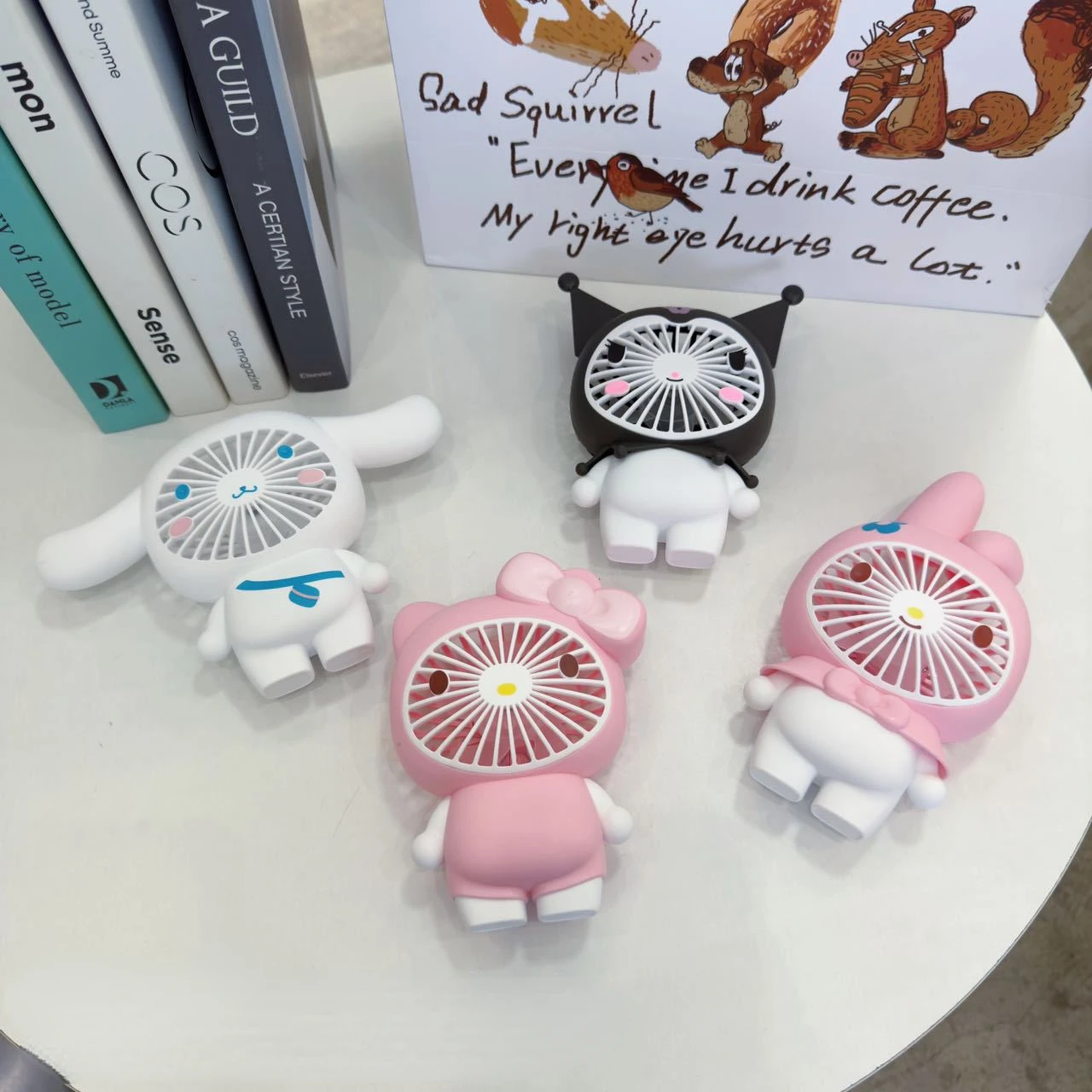 Sanrio Anime Summer Fan HelloKitty Kulomi Mobile Phone Stand Dual-purpose Mini Fan Portable Lazy Desktop Display Kawaii Gift