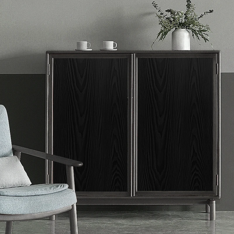 1 لفة من ورق جدران من الفينيل المصنوع من الخشب الأسود من Normcore، ورق اتصال ذاتي اللصق مقاوم للماء، غرفة المعيشة، المطبخ، أثاث الحائط المنزلي والمهجع