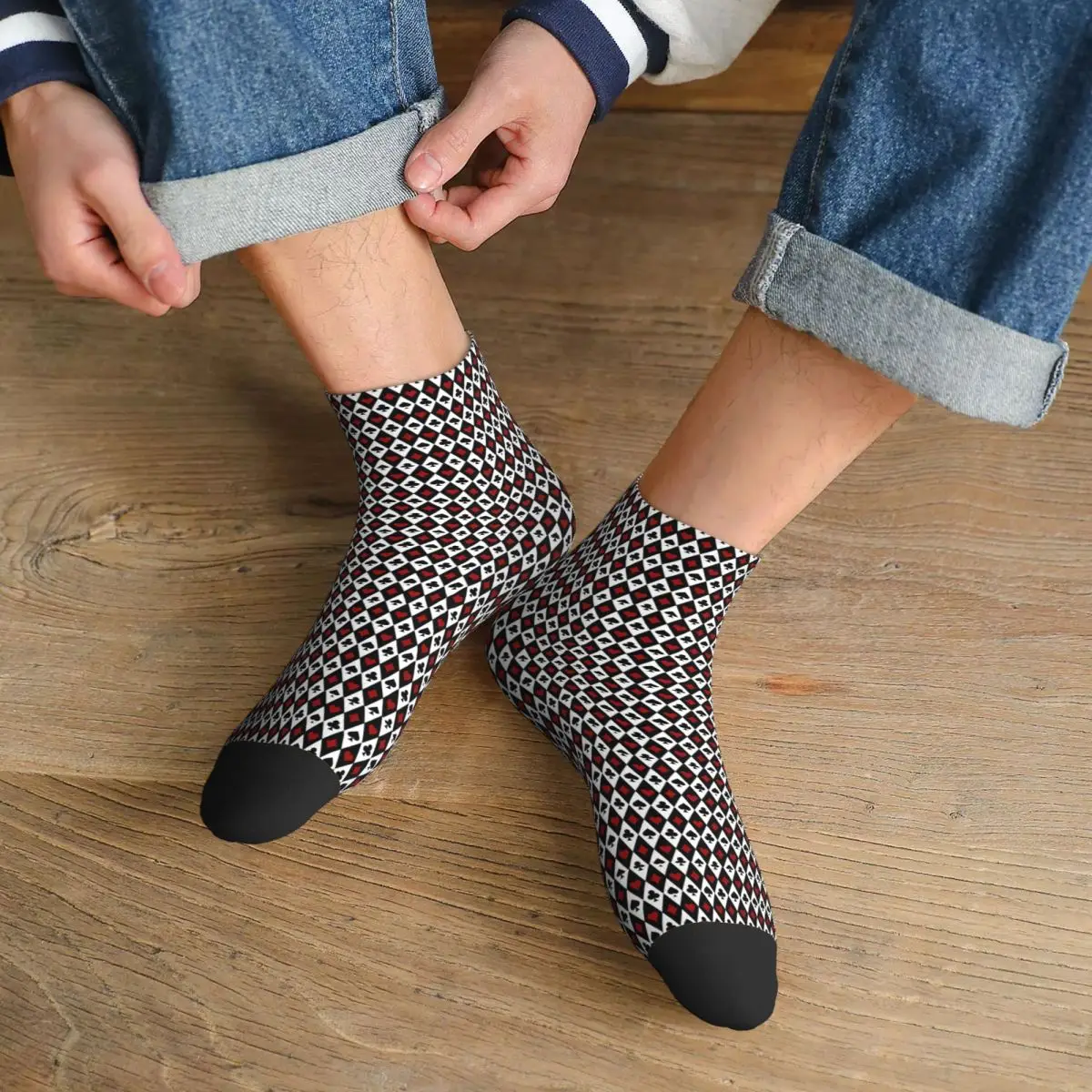 

Playing Card Pattern Print Socks Harajuku Super Soft Stockings All Season Socks Accessories for Unisex Christmas Gifts