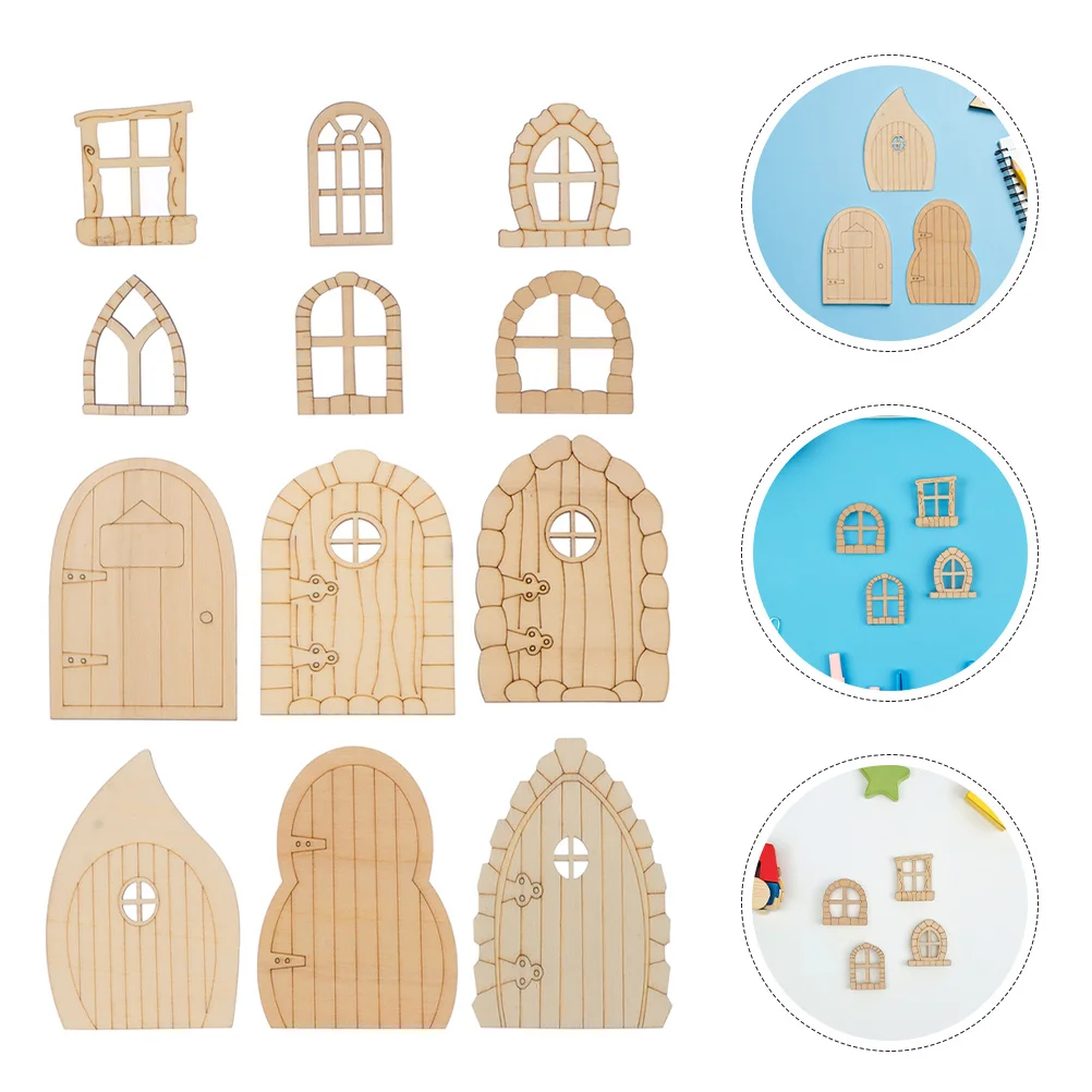

60Pcs Wooden Fairy Door Mini Unpainted DIY Craft for Outdoor Garden Decor Tree Base Wall Decoration Miniature Home Decor