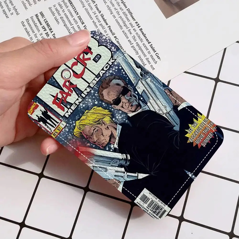 حامل بطاقات الفيلم باللون الأسود للرجال مناسب لحامل بطاقات العمل المصرفية وبطاقة الهوية الائتمانية وحامل حقيبة المفاتيح