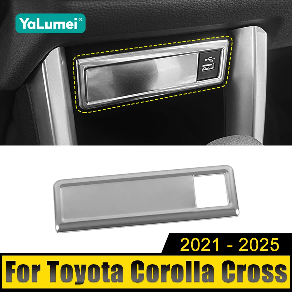 

For Toyota Corolla Cross XG10 2021 2022 2023 2024 2025 Hybrid Stainless Car Central Control USB Frame Cover Case Trim Sticker