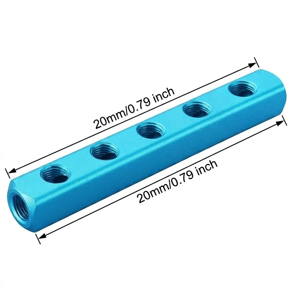 5 Way 8 Port For PT Thread Manifold Block Aluminum Construction 1/4in Thread for Pneumatic System Integration and Modularity