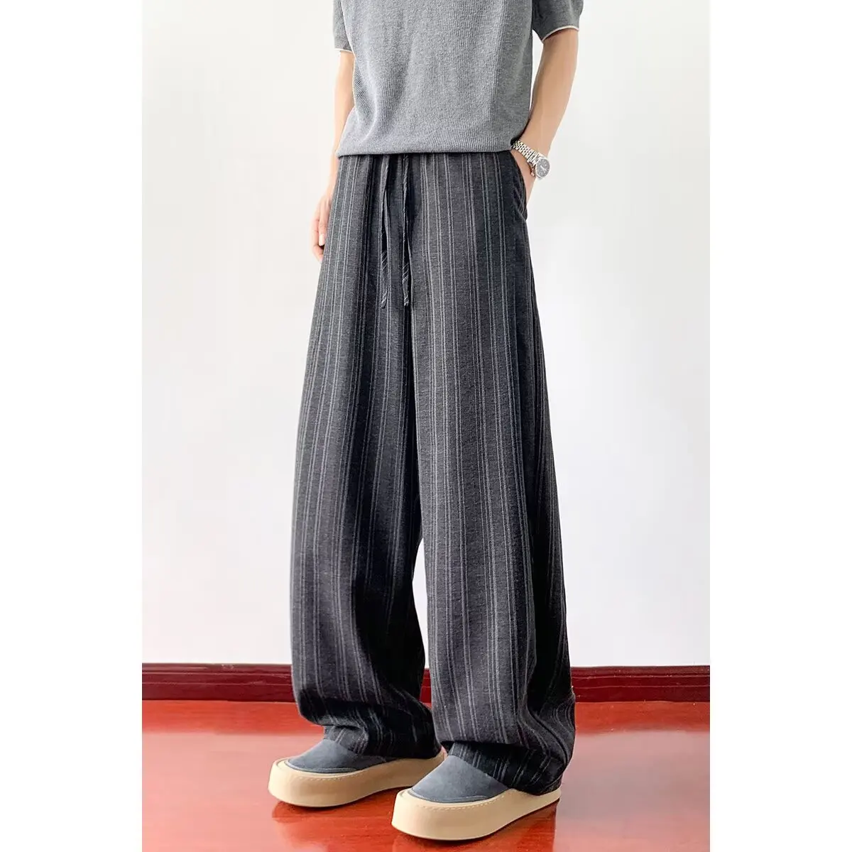 2026 Summer Men's Fashion Casual Trend Striped Casual Pants