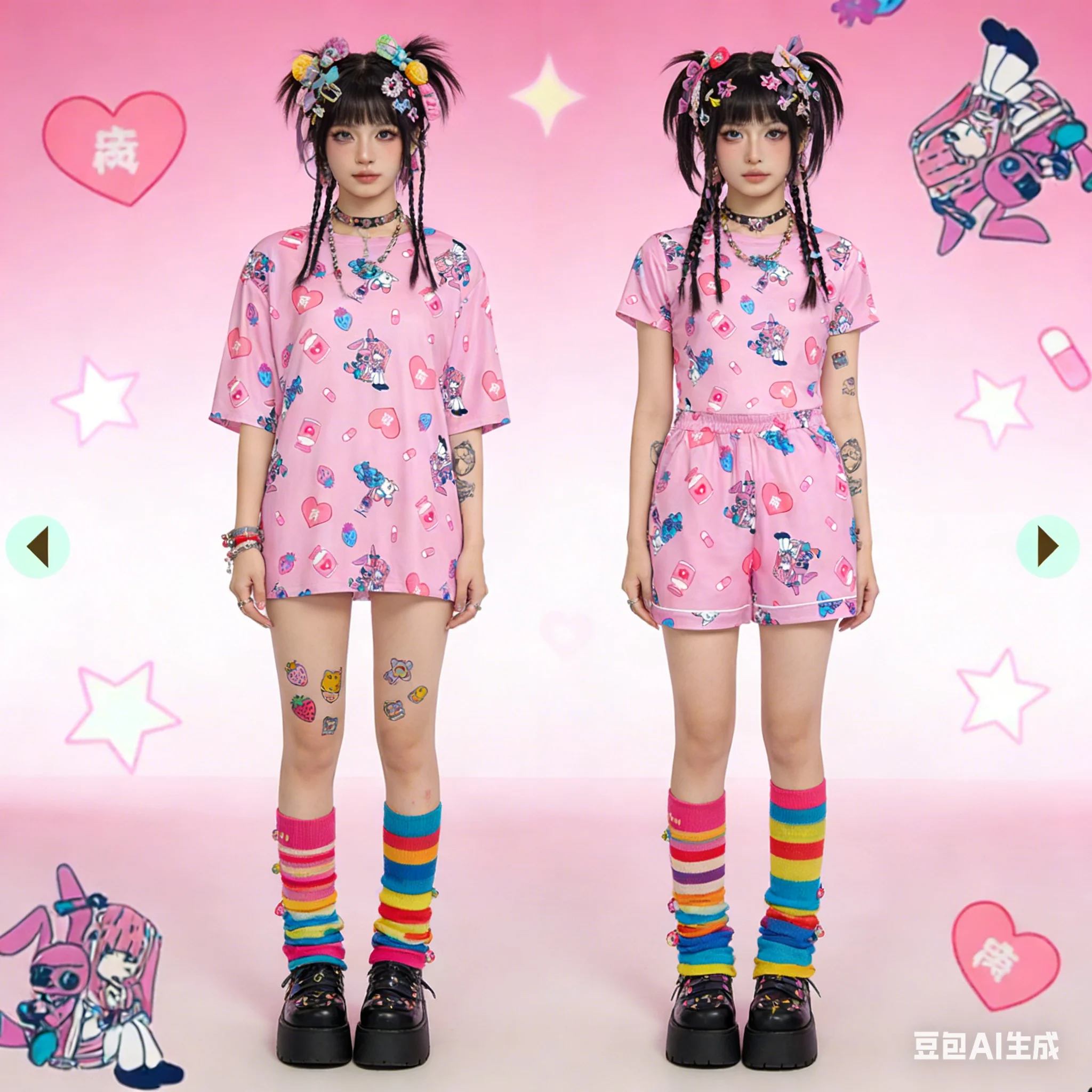 

Новейший комплект из футболки с коротким рукавом и шорт с 3D-принтом в стиле Y2K для взрослых и детей, комплект из двух предметов в стиле субкультуры Харадзюку