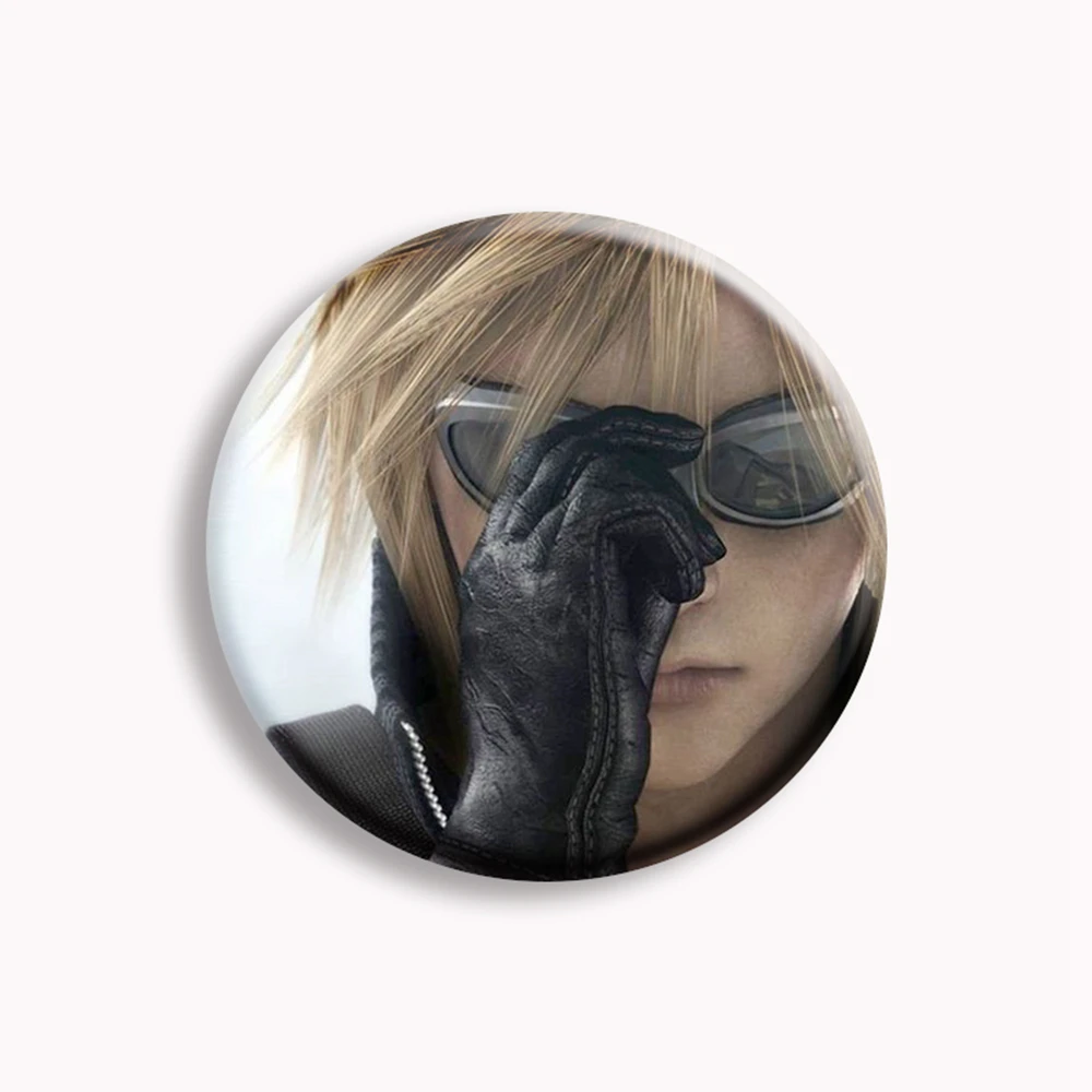 Cloud Strife Final fantasy 7 Soft Button Pin Final Fantasy Vii Remake Brooch Pink Bow Cloud Badge Backpack Decor Friends Gifts