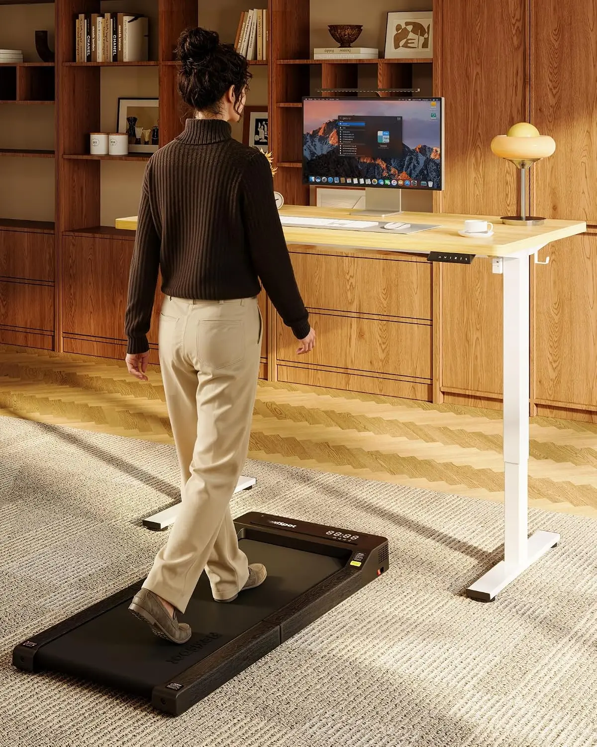 One Piece Standing Desk Electric Adjustable 4 Memory Presets 176 LBS Capacity Stable Quiet Seamless Desktop Home Office Dual Mon