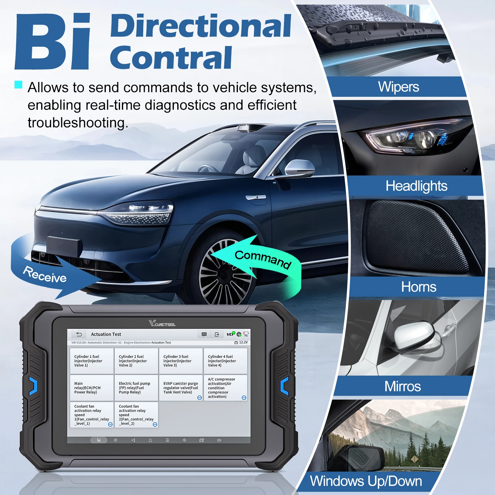 VDIAGTOOL VD80 BT الماسح الضوئي للسيارات أدوات تشخيص السيارات خريطة الطوبولوجيا ثنائي الاتجاه الترميز ECU الترميز عبر الإنترنت يمكن FD DOIP FCA #4