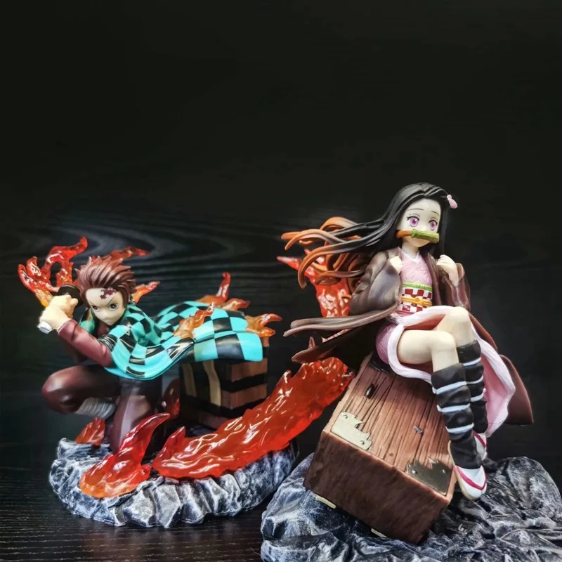 Demon Slayer Anime Figure Tanjirou Nezuko Model Doll Toys Action Figures room Ornament Statue Figurine Collection for kids Gifts