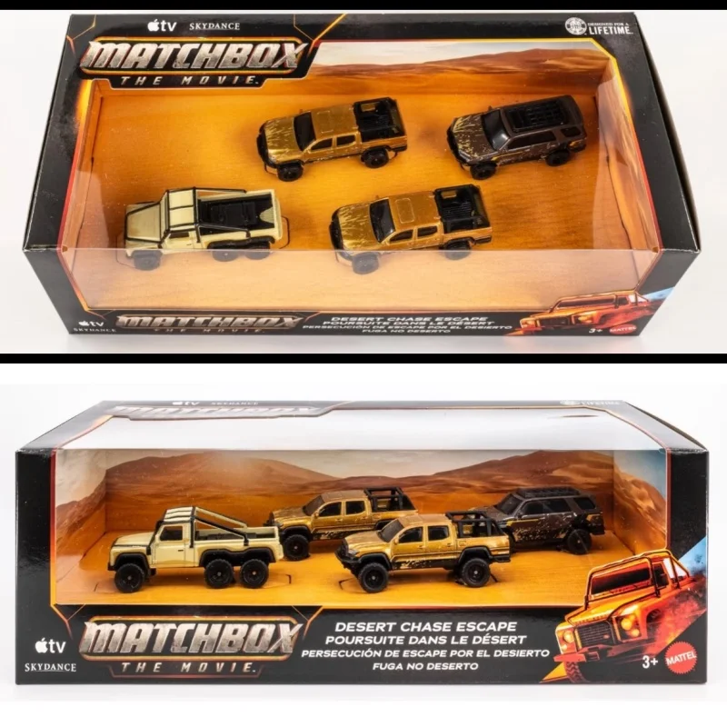 

Matchbox Diecast Toy Cars The Movie Desert Chase Escape 4 Pack Alloy Off Road Vehicles Toyota Tacoma Collectible Set JMB53