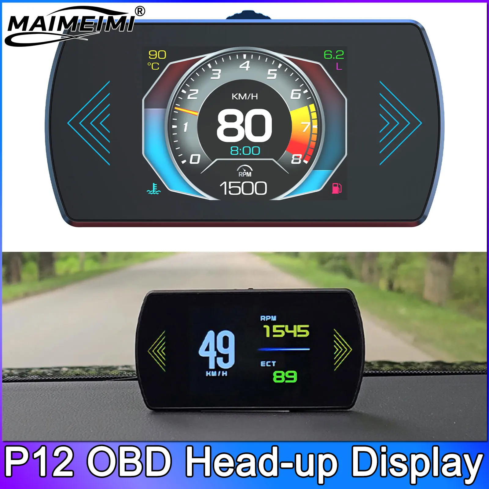 

QC P12 Спидометр Тахометр Автомобильный OBD HUD Проекционный Дисплей Автомобильный Цифровой Вода Масло Температура Скорость Бортовой Компьютер Измеритель Об/мин Напряжение