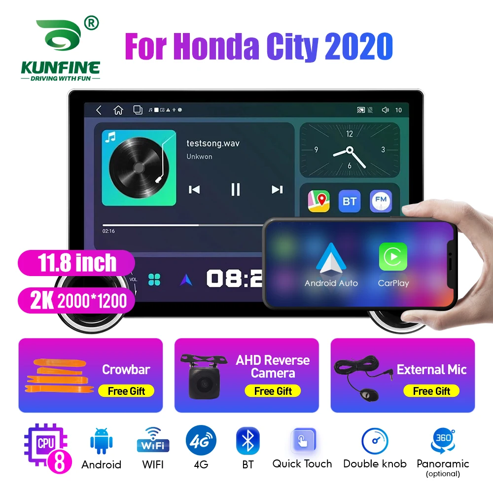 11.8 Inch 2K Double Knobs 2 Din Car Radio For Honda City 2020 Car Radio DVD Multimedia Video Player Android Auto Carplay