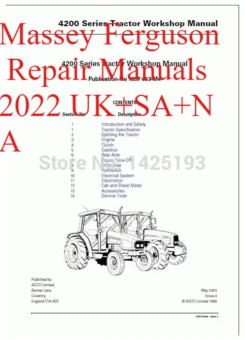 

Руководства по ремонту AutoDVD Massey Ferguson 2022, Великобритания + SA + NA