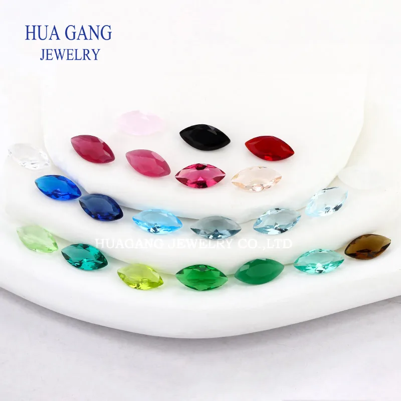 Glass Beads Multicolour Color Marquise Cut Shape Loose Glass Beads Synthetic Gems For Jewelry Wholesale