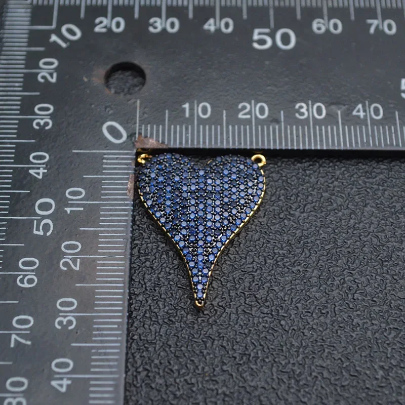 Imagem -05 - Pave Pingente de Coração para Mulheres Luxo cz Beads Azul Amarelo Preto Cor Colar Making Faça Você Mesmo Jóias Suprimentos Pcs