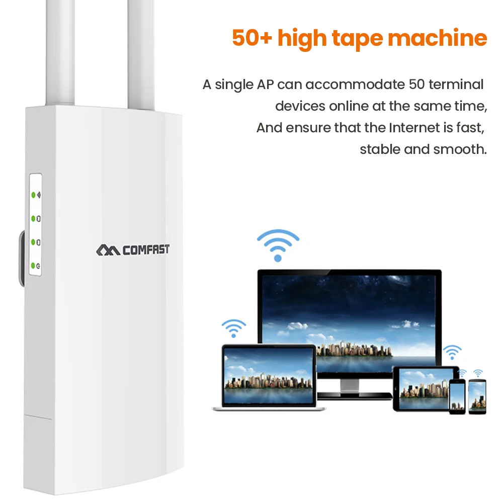 Comfast-Outdoor Wireless AP Roteador WiFi, Poe Access Point, AP, WI-FI, Repetidor de Ponte, Antena, Estação Base, Hotspot, 300m