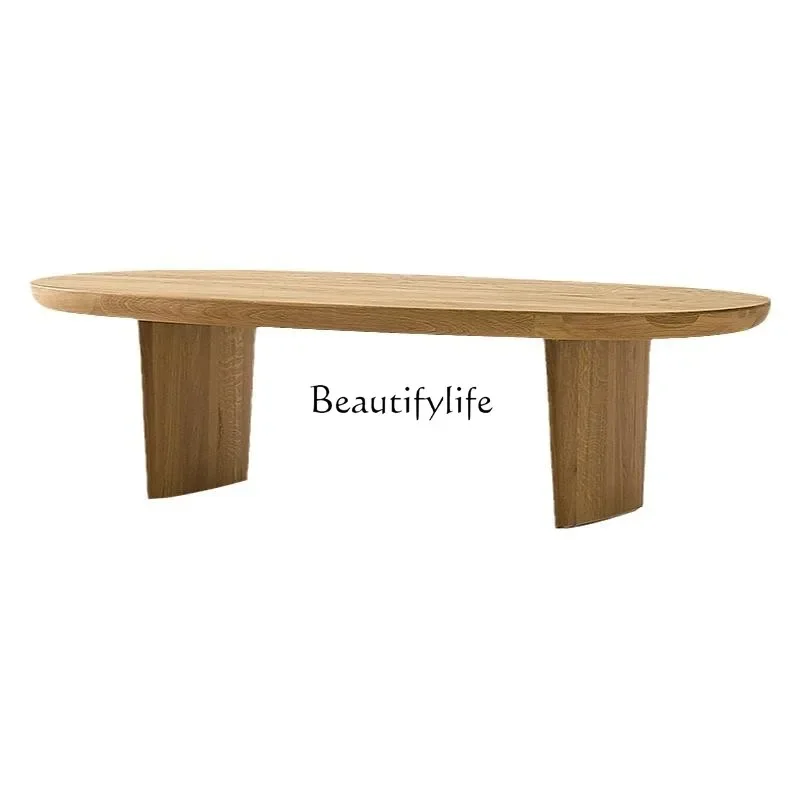 

ls 42Imported white oak solid wood coffee table oval living room tea table Nordic style simple and modern