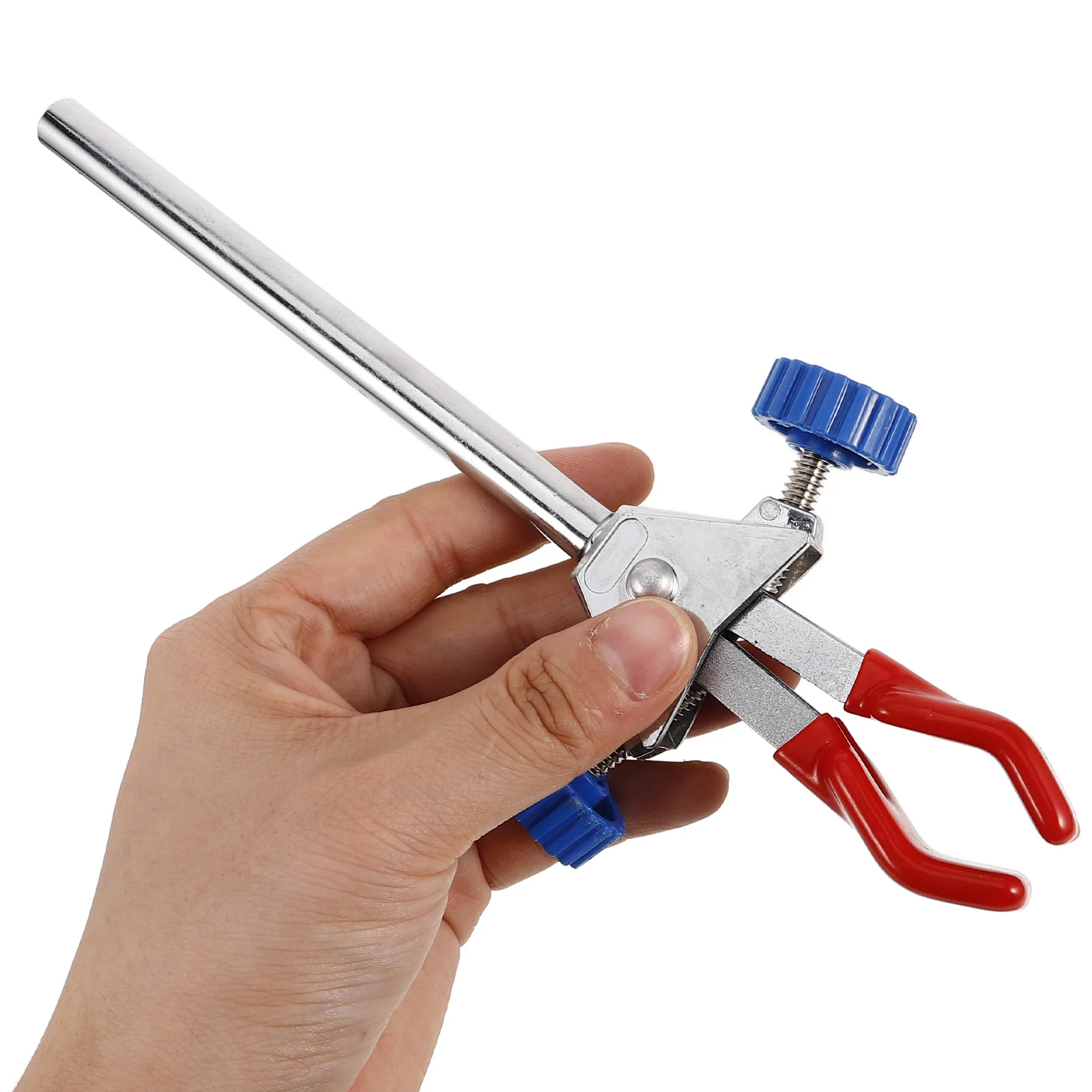 Double Jaw Adjustable Lab Clamp For Test Tube Beaker Holder Extended Reach Metal Grip Chemistry Accessory Red