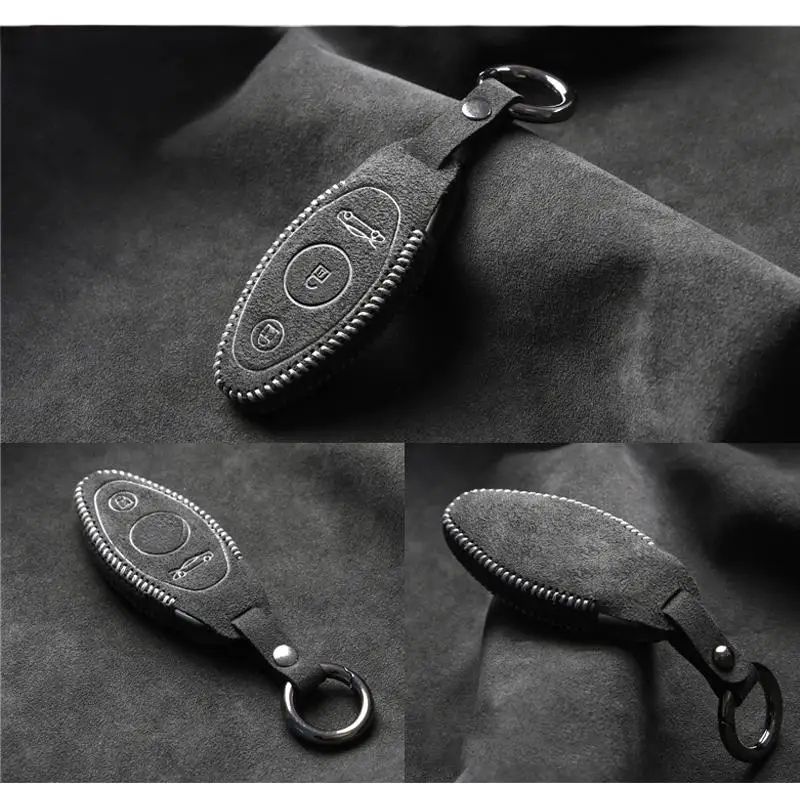 NEW 2 Buttons Car Remote Key Fob Case Cover Bag Suede Leather Fit for McLaren 570GT 600LT 570S 720S