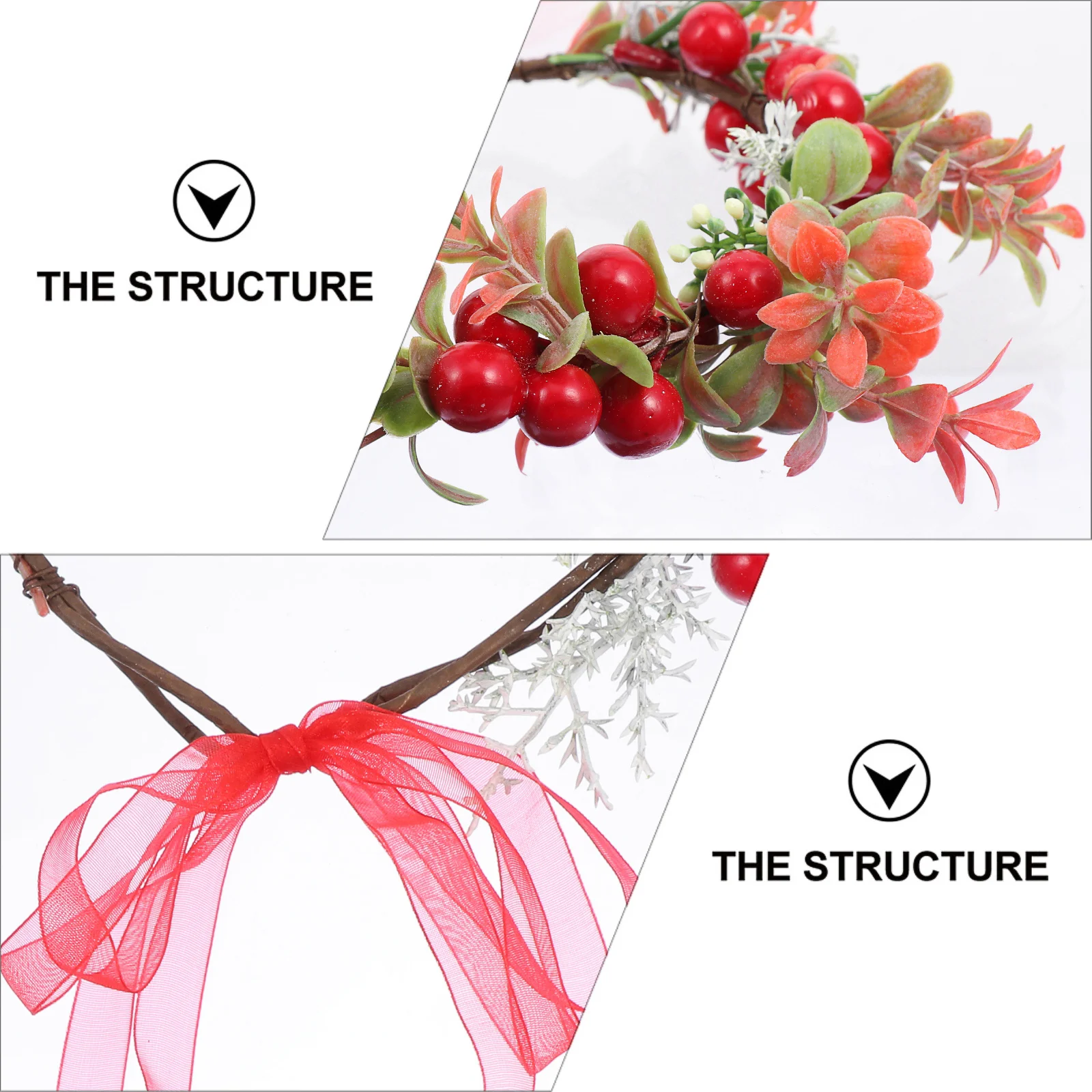 

Christmas Wreath Headband Red Berry Green Plant Simulated Garland Hair Decor For Wedding Party Photo Prop Wreath Hairband