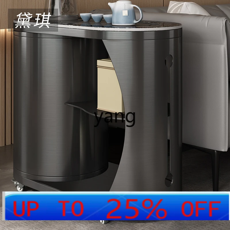 

LMM rock slab luxury stone tea table office multi-functional mobile smart home balcony tea cart