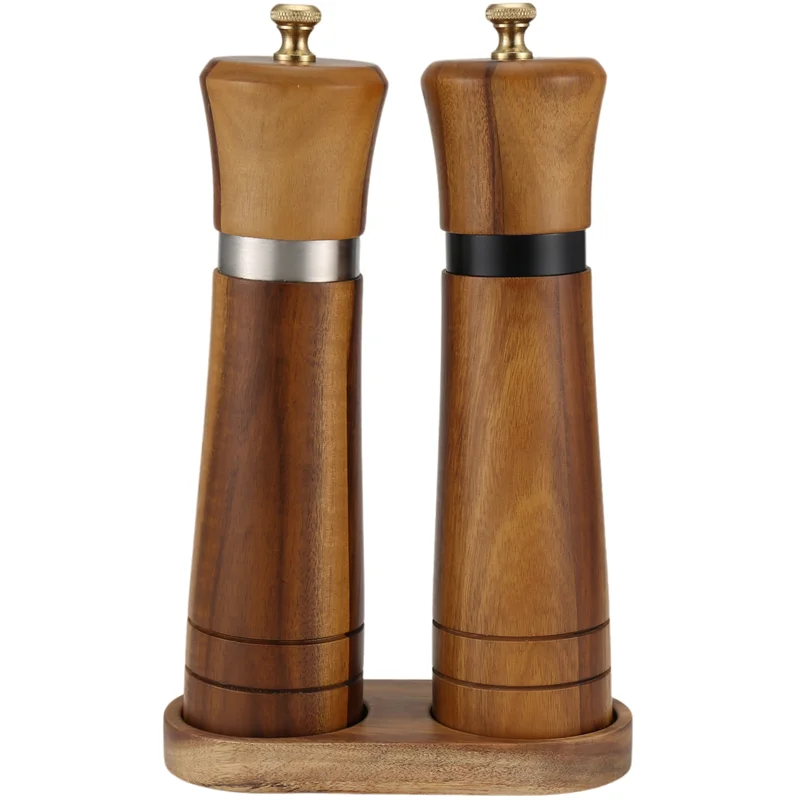 

L55A-Salt And Pepper Grinder Set,Wooden Salt And Pepper Mill Shaker Easy Adjustable Coarseness Large Refillable