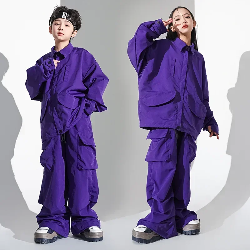 Traje de dança jazz para meninas, bonito espetáculo japonês de dança de rua, show infantil de hip hop, tendência do palco