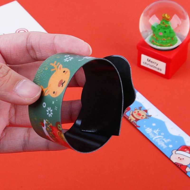 Christmas Cartoon Reindeer Magnetic Soft Ruler 15cm Cute Flexible Measuring Straight Ruler Creative Kids School Stationery Gift