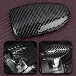 Car Black Carbon Fiber Style Gear Shift Knob Cover Trim Fit for Hyundai Genesis G70 2019 2020 2021 2022 2023 ABS