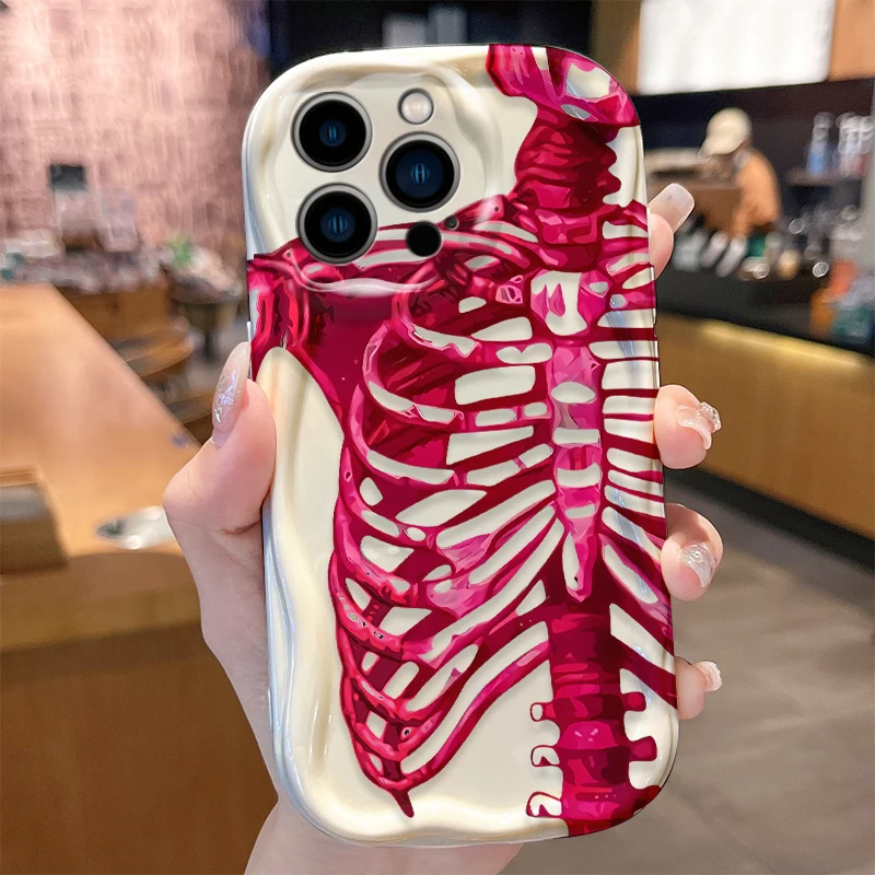 Skeleton Wave Case for iPhone 16 15 14 Pro Max 13 12 Mini 11 XS X XR 8 7 Plus SE 2022 2020 Soft Silicone Shockproof Cover Funda