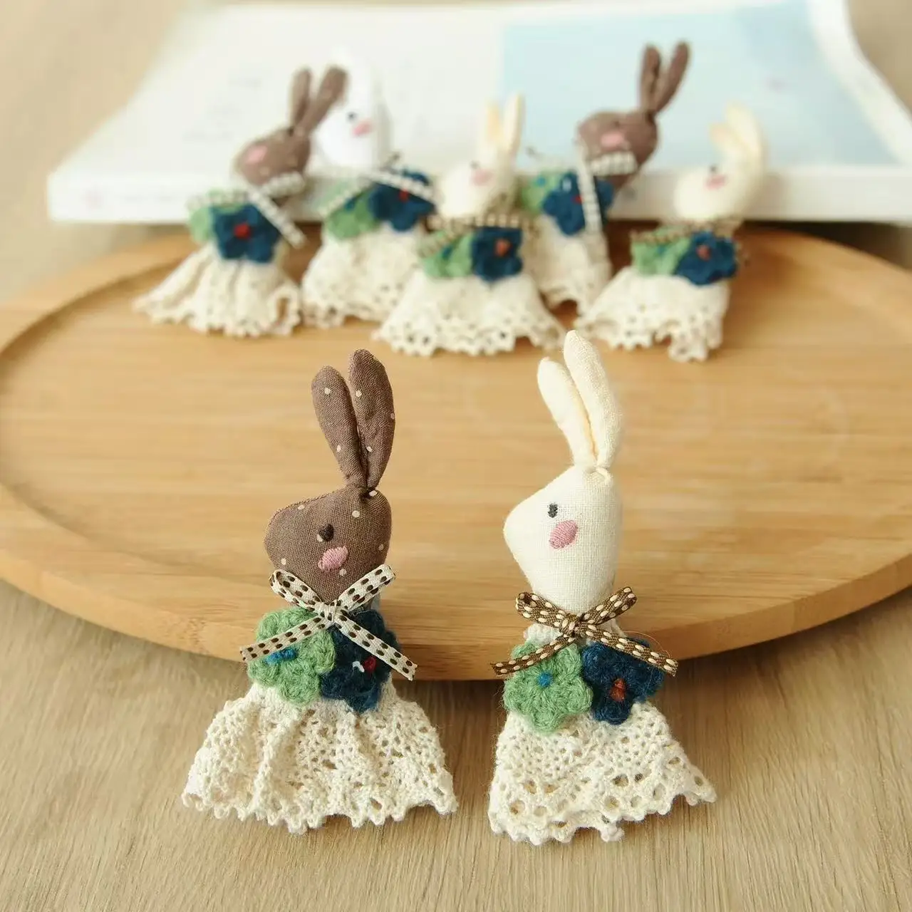 Fabric Brooch Handmade Crochet Lace Bunny Dress Bow Cute Pin Women Premium Trendy Charming  Daily Accessory Gift
